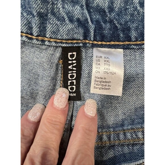 H&M Divided Jeans Womens 90’s High Waist Baggy Jeans Y2K Blue Medium Wash XXL - Picture 5 of 9